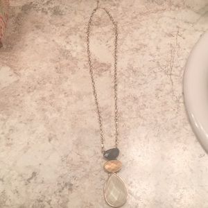 Gold blue and cream adjustable necklace